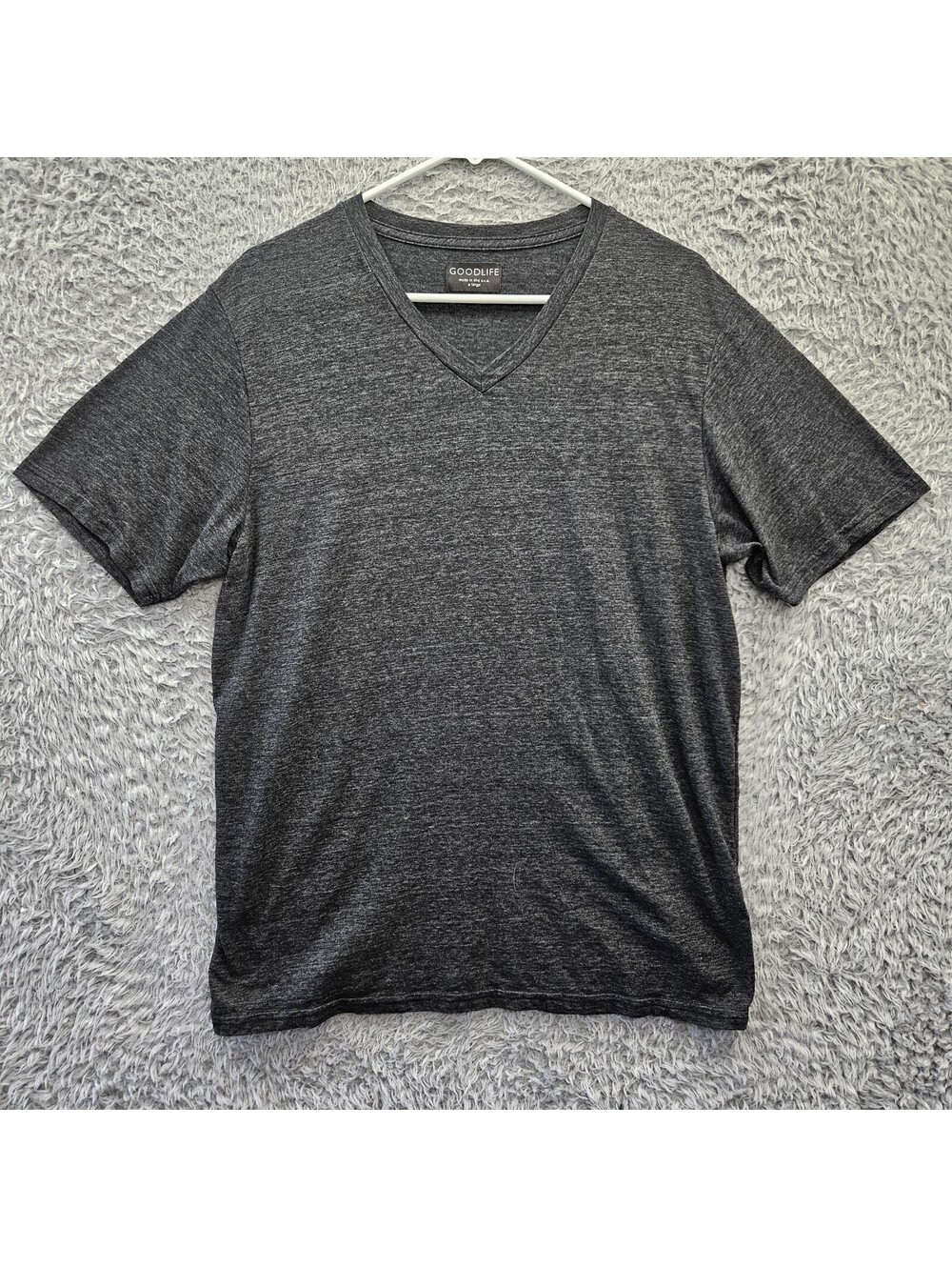GOODLIFE USA T Shirt Men XL V Neck Gray Heather Tri Blend Made in USA